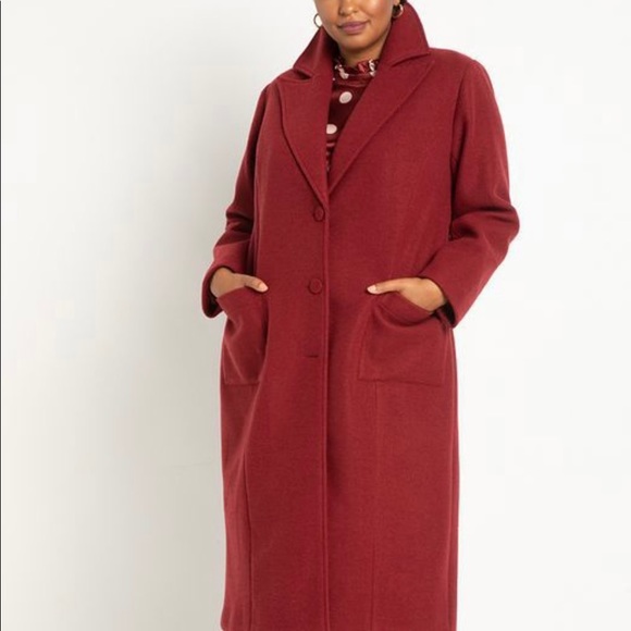 Eloquii Long red Coat NWOT - Picture 2 of 4